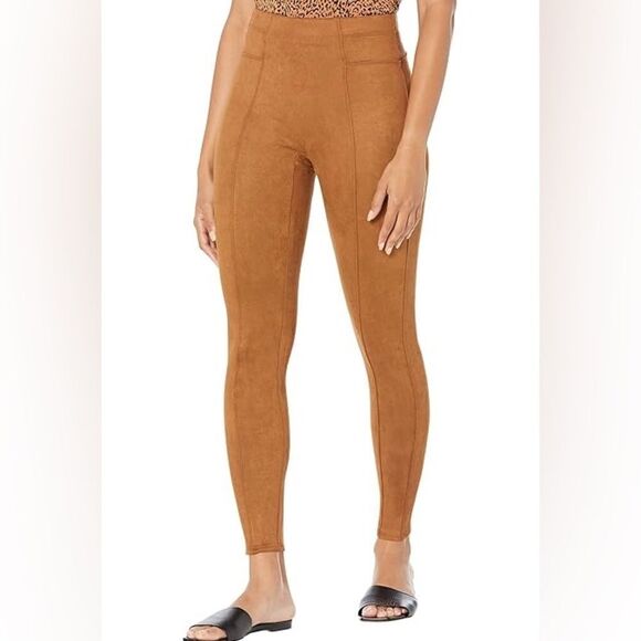 Spanx Faux Suede Leggings in Caramel - Picture 1 of 11